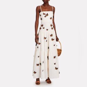 Agua By Agua Bendita Lima Embroidered Butterfly Linen Maxi Dress